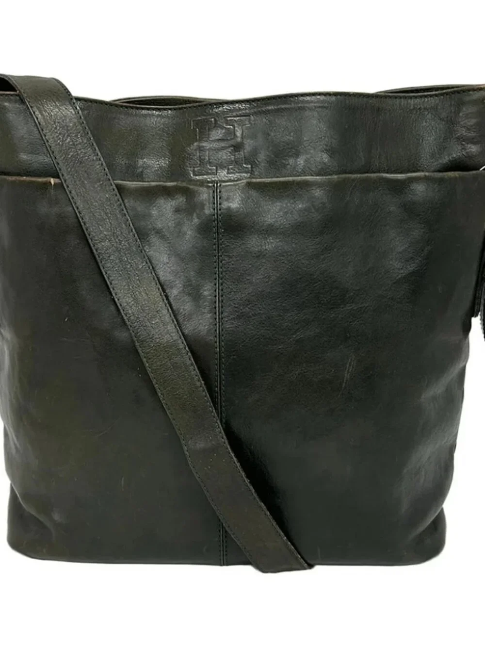 HIROFU Dark Green Leather Shoulder Bag